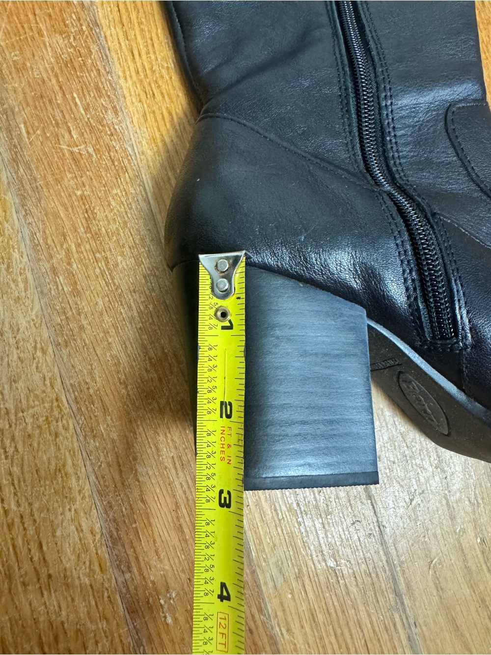 Born Black Leather Mid-Calf Block Heel Boots - Picture 7 of 11